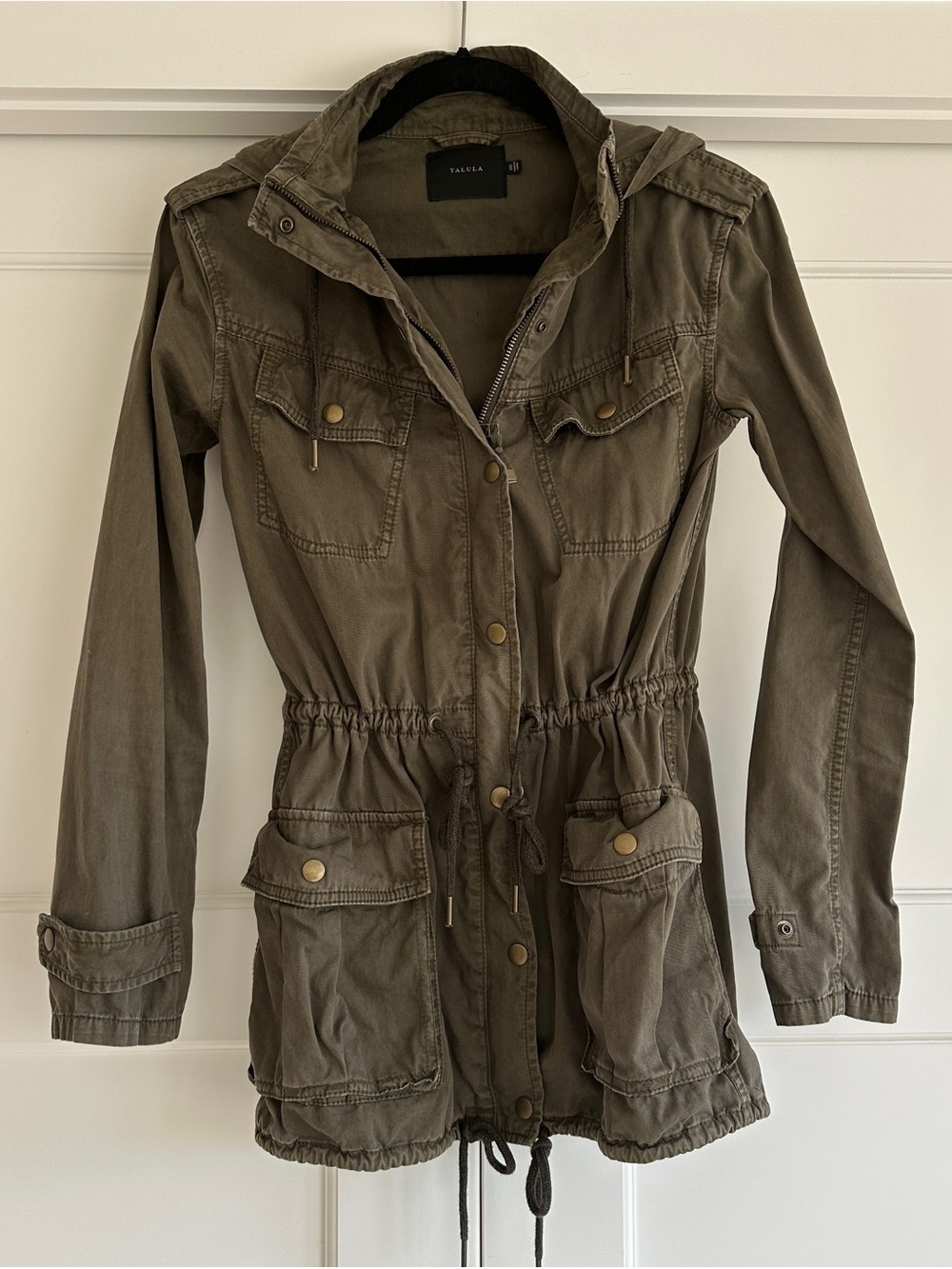 Talula Olive Green Cinch-Waist Utility Jacket